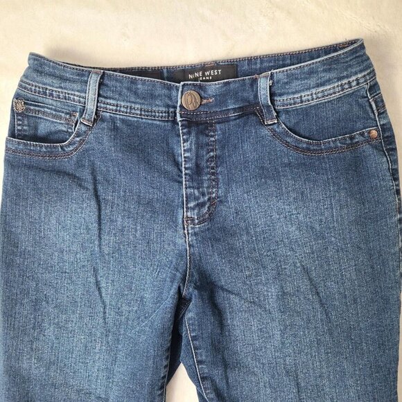 Y2K Nine West Denim Bermuda Shorts Size 6 Dark Wash Blue Preppy Jorts Lucie - Picture 4 of 8